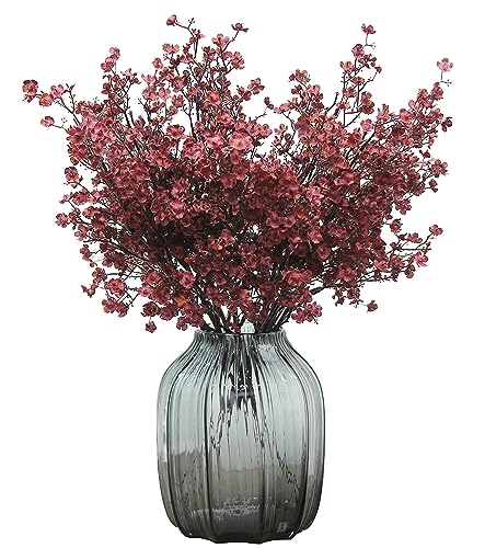 JAKY-Global Künstliche Blumen 12 Stück Getrocknete Unechte Seide Blumen Babysbreath Pflanze Dekoration für Hochzeit Sträuße Haus Garten Party Blumenschmuck (Herbstrot) von JAKY-Global