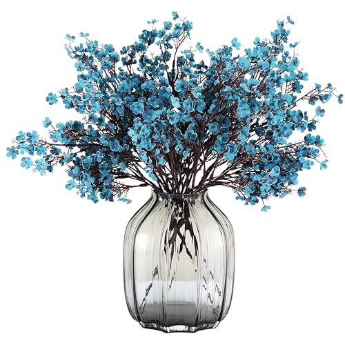 JAKY-Global Künstliche Blumen 12 Stück Getrocknete Unechte Seide Blumen Babysbreath Pflanze Dekoration für Hochzeit Sträuße Haus Garten Party Blumenschmuck (Pfauenblau) von JAKY-Global