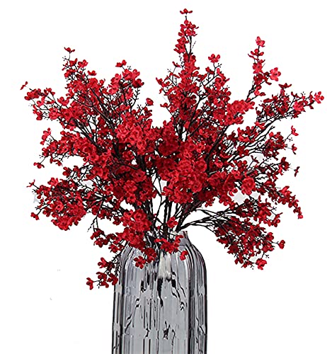 JAKY-Global Künstliche Blumen 6 Stück Getrocknete Unechte Seide Blumen Babysbreath Pflanze Dekoration für Hochzeit Sträuße Haus Garten Party Blumenschmuck(Red) von JAKY-Global