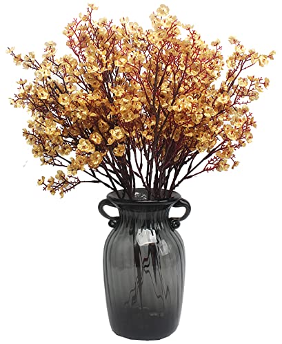 JAKY-Global Künstliche Blumen 6 Stück Getrocknete Unechte Seide Blumen Babysbreath Pflanze Dekoration für Hochzeit Sträuße Haus Garten Party Blumenschmuck (Gold) von JAKY-Global