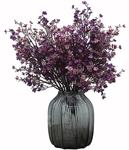 JAKY-Global Künstliche Blumen 6 Stück Getrocknete Unechte Seide Blumen Babysbreath Pflanze Dekoration für Hochzeit Sträuße Haus Garten Party Blumenschmuck (Herbst Lila) von JAKY-Global