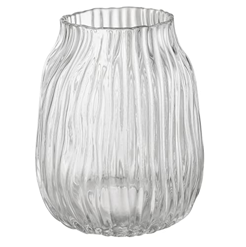 Transparente hohe Vase, große transparente Vasen für Blumen, H-21 cm, einfaches Streifen-Design für Heimbodendekoration, Bauernhaus-Dekoration, Tafelaufsatz, Couchtischdekorationen (transparent 21 cm) von JAKY-Global