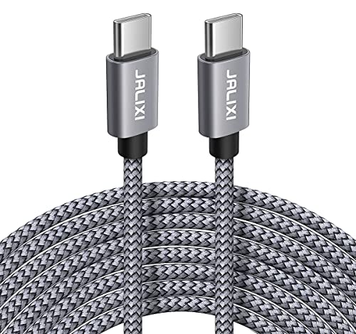 JALIXI Lange USB C auf USB C Kabel 6M, 60W PD Nylon Schnellladekabel für iPhone 16/iPhone 15 Pro Max, für iPad Pro/Air 5 Mini 6, Samsung Galaxy S24 Ultra S23 S22, Pixel 9 9a 8 8a, Grau von JALIXI