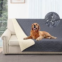 Jalleria - 100 % wasserdichter Sofabezug, Bettüberwurf, Haustierbezug, Sofa, Sofamöbelbezug, geeignet für Kinder, Hunde, Katzen (grau, 132–208 cm) von JALLERIA