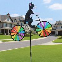 2er-Pack wetterfeste 3D-Windmühle, Tier-Fahrrad-Windspiel für Hunde und Katzen, für den Außenbereich, Hof und Rasen, Regenbogen (schwarze Katze) von JALLERIA