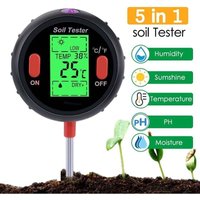 5-in-1 Boden-PH-Messgerät, Bodenfeuchtesensor, Intensitätsdetektor für Pflanzen, Blumen, Garten von JALLERIA