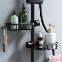 Duschregal und Aufbewahrung – 2er-Set Duschregal aus Edelstahl ohne Bohren, Teleskop-Badezimmerregal aus Edelstahl, Duschstützregal, Seifenschale, von JALLERIA
