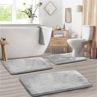 Graue Badematten – 3er-Set, modular – rutschfest, superfein weich, saugfähig und schnelltrocknend – 50 x 80 cm, für Badezimmer, Badewanne, Küche Graue Badematten – 3er-Set, modular – rutschfest, superfein weich, saugfähig und schnelltrocknend – 50 x 80 cm, für Badezimmer, Badewanne, Küche von JALLERIA