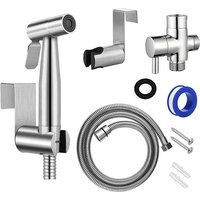 Handbidet-Set mit Wasserhahn-Sprüher, 2 m langem Duschschlauch und Haken, perfekt zum Haarewaschen oder für das Waschbecken (Silber) von JALLERIA