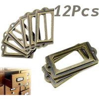 12 Stück Antik Messing Box Label, Möbelgriff, Möbelschrank Schubladenbox, Metall Pull Frame Griff Datei Visitenkartenhalter von JALLERIA