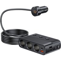 Jalleria - Autoladegerät Zigarettenanzünder-Splitter, 7-in-1 Auto-USB-Ladegerät 3-fach Zigarettenanzünder-Adapter mit Schaltern Steckdose pd & QC3.0 von JALLERIA
