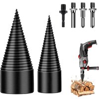 Jalleria - Holzspaltbohrer, 32 mm + 42 mm Holzspalter, Kegelbohrer mit 4 Griffen, Holzbohrer zum Spalten von Holz, Kegel-Holzspalter, Holzspaltbohrer von JALLERIA