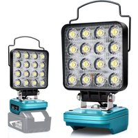 Jalleria - Kabellose LED-Arbeitsleuchte für Makita 18-V-Akku, Flutlicht für Makita Light 48 w, kompakte Beleuchtung, tragbarer Strahler mit Typ c und Jalleria - Kabellose LED-Arbeitsleuchte für Makita 18-V-Akku, Flutlicht für Makita Light 48 w, kompakte Beleuchtung, tragbarer Strahler mit Typ c und von JALLERIA