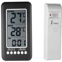 Jalleria - Kabelloses Innen-/Außenthermometer, 2-in-1-Uhr, ℃/℉ LCD-Thermometer, digitales Innen-/Außenthermometer, Uhr, Temperaturmessung mit Sender Jalleria - Kabelloses Innen-/Außenthermometer, 2-in-1-Uhr, ℃/℉ LCD-Thermometer, digitales Innen-/Außenthermometer, Uhr, Temperaturmessung mit Sender von JALLERIA