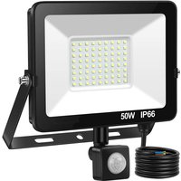 Mascot 50 w LED-Flutlicht für den Außenbereich mit Bewegungsmelder, IP66 wasserdichter LED-Strahler mit Sensor, 5000 lm, 6500 k, kaltweiße von JALLERIA