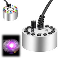 Jalleria - Ultraschall-Nebelmacher mit 12 bunten LED-Leuchten, Mini-Nebelgerät aus Metall, Luftbefeuchter – perfekt für Brunnen, Teich von JALLERIA