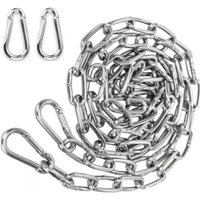 Mm 2 m Edelstahlkette, Stahlkette + 2 Stück Karabiner-Verlängerungsgliederkette zum Aufhängen von Ankerketten, Hängematte, multifunktional Mm 2 m Edelstahlkette, Stahlkette + 2 Stück Karabiner-Verlängerungsgliederkette zum Aufhängen von Ankerketten, Hängematte, multifunktional von JALLERIA