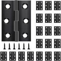 Klappscharniere aus schwarzem Edelstahl für Türen, Fenster, Schränke, 44 mm × 31 mm, mit 120 Schrauben, 20 Stück von JALLERIA