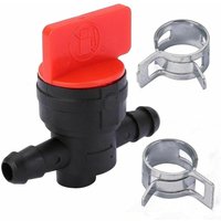 Kraftstoff-Absperrventil für Rasenmäher, Benzinhahn mit 2 Klemmen, passend für 6–8 mm Schläuche, langlebiges Gartenzubehör für Benzin- und Kraftstoff-Absperrventil für Rasenmäher, Benzinhahn mit 2 Klemmen, passend für 6–8 mm Schläuche, langlebiges Gartenzubehör für Benzin- und von JALLERIA