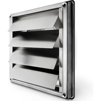 Lüftungsgitter 150mm Edelstahlgitter Rücklaufsperre mit beweglichen Lamellen Automatikschließer Wetterfestes Haubengitter / Quadratmaß 184x184mm / von JALLERIA