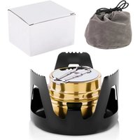 Mini-Spirituskocher, tragbarer Spiritusbrenner, Spirituskocher aus Messing mit Aluminiumständer, Campingkocher zum Wandern, Kochen, Fondue, von JALLERIA