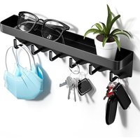 Jalleria - Neuer Wand-Schlüsselhalter mit 6 Haken, kleiner tragbarer Kleiderbügel ohne Bohren, dekorative Box zum Aufbewahren von Schlüsseln und Post von JALLERIA