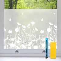 Sichtschutzfolie für Fenster, mattiertes Blumenmuster, guter Sichtschutz, UV-Schutz, Hitzeschutz, elektrostatisch, nicht klebend, 45 × 200 cm von JALLERIA