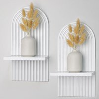 Stück Holzregale für Wanddekoration, weiß, modernes Wandregal im Bohemian-Stil, Wandregal aus Holz im Bohemian-Stil für Küche, Schlafzimmer, Stück Holzregale für Wanddekoration, weiß, modernes Wandregal im Bohemian-Stil, Wandregal aus Holz im Bohemian-Stil für Küche, Schlafzimmer, von JALLERIA