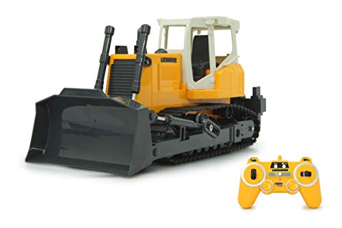 JAMARA 405057 - Planierraupe Liebherr 1:20 2,4GHz - programmierbare Funktionen, Realistischer Motorsound (abschaltbar), Schaufel Heben/senken/abkippen, Vertikutierer hoch/runter (manuell) von JAMARA