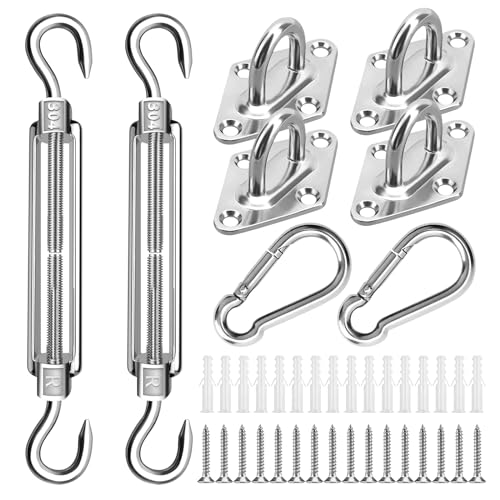 JAMATA Sonnensegel Befestigung Set Zubehör,Premium 304 Edelstahl Sonnensegel Zubehör Montage Aufbau Set,Awnings Mounting Assembly zur sicheren Montage von viereckigen und dreieckigen Sonnensegeln von JAMATA