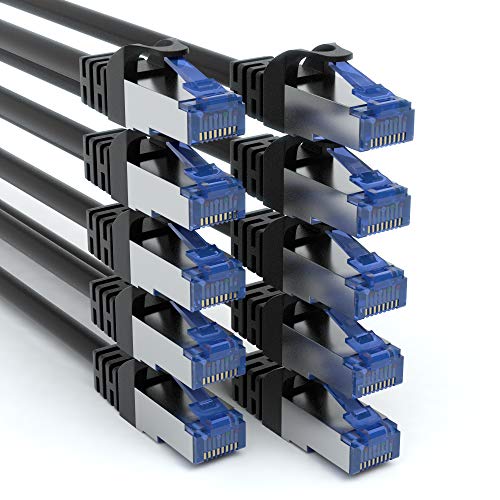 JAMEGA - 10 Stück - 2m CAT 7 Netzwerkkabel Gigabit Ethernet LAN Kabel in schwarz | 10000 Mbit s | Patchkabel Cat.7 Rohkabel SFTP PIMF Schirmung RJ45 Stecker | Switch Router Modem Access Point JAMEGA - 10 Stück - 2m CAT 7 Netzwerkkabel Gigabit Ethernet LAN Kabel in schwarz | 10000 Mbit s | Patchkabel Cat.7 Rohkabel SFTP PIMF Schirmung RJ45 Stecker | Switch Router Modem Access Point von JAMEGA