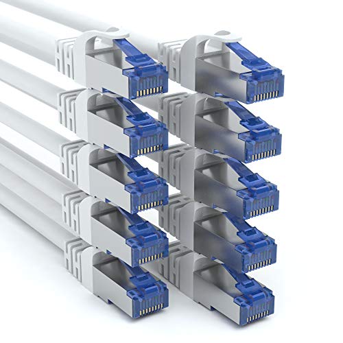 JAMEGA - 10 Stück - 2m CAT 7 Netzwerkkabel Gigabit Ethernet LAN Kabel in weiß | 10000 Mbit s | Patchkabel Cat.7 Rohkabel SFTP PIMF Schirmung RJ45 Stecker | Switch Router Modem Access Point JAMEGA - 10 Stück - 2m CAT 7 Netzwerkkabel Gigabit Ethernet LAN Kabel in weiß | 10000 Mbit s | Patchkabel Cat.7 Rohkabel SFTP PIMF Schirmung RJ45 Stecker | Switch Router Modem Access Point von JAMEGA