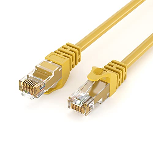 JAMEGA 1m CAT.6 Netzwerkkabel (RJ45) Patchkabel Ethernet Lan in gelb| 1Gbit/s | 250MHz | kompatibel zu CAT.5 / CAT.5e / CAT.6 von JAMEGA