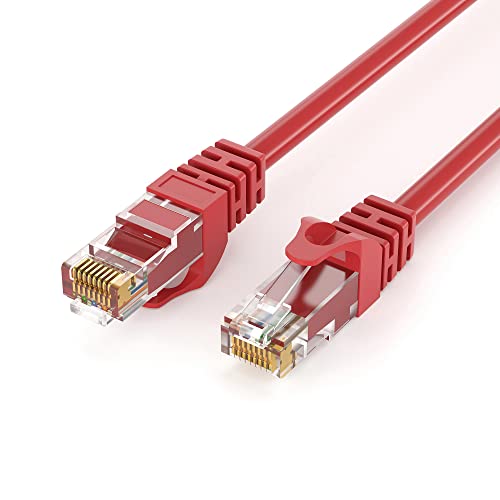 JAMEGA 1m CAT.6 Netzwerkkabel (RJ45) Patchkabel Ethernet Lan in rot| 1Gbit/s | 250MHz | kompatibel zu CAT.5 / CAT.5e / CAT.6 von JAMEGA