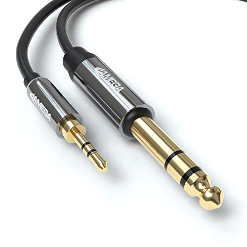 JAMEGA- 3.5mm Klinke auf 6.35mm Klinke Kabel 3m | 6,35mm Klinkenstecker auf 3,5mm Klinkenstecker Aux Adapter Stereo Audio Kabel kompatibel mit Gitarre, Mischpult, Mikrofon, Recorder, Verstärker usw. von JAMEGA