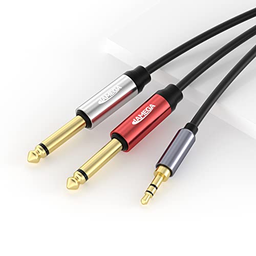 JAMEGA – 3.5mm Klinke auf Dual 6.35mm Klinke Kabel 2m – Audiokabel 6.35mm Klinkenstecker auf 3.5mm Klinke Audio Splitter Klinkenkabel Digital Interface Instrument Kabel für Mischpult, Gitarre usw. von JAMEGA