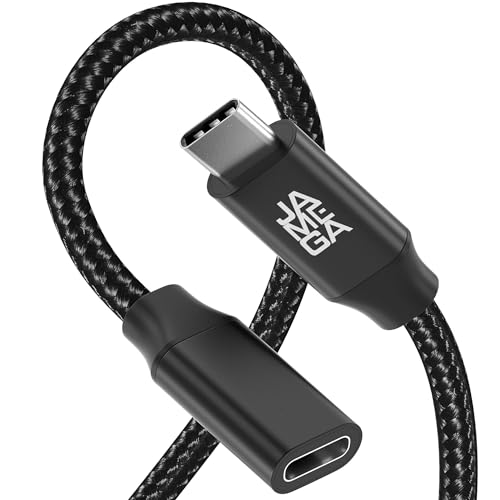 JAMEGA - USB C 3.2 Verlängerungskabel 10Gbps 60W 4K@60Hz Videoübertragung Schwarz 0,5m | Kompatibel mit iPhone 15 Pro Max iPad Pro Air Samsung Macbook Tablets Huawei uvm. von JAMEGA