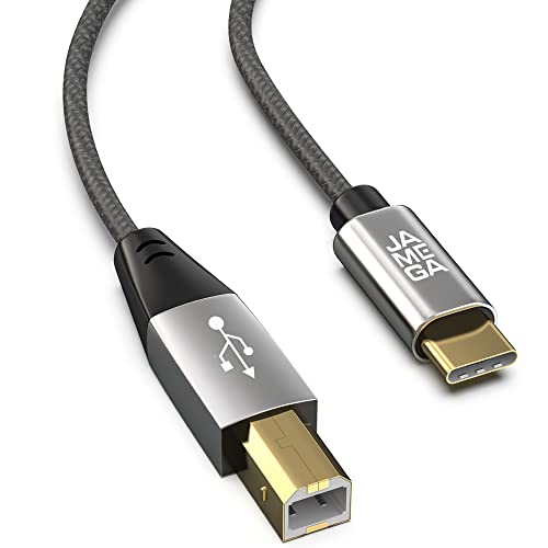 JAMEGA – USB C auf USB B Druckerkabel 1m - Scannerkabel Nylon Drucker Kabel kompatibel mit verschiedenen Druckern – Vergoldete Kontakte von JAMEGA