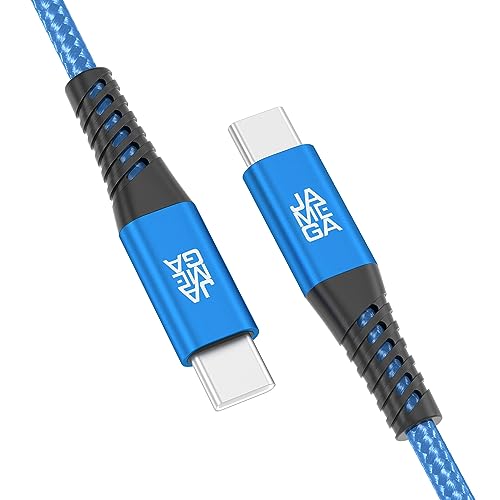 JAMEGA - USB Typ C Kabel Blau 1m | USB C Ladekabel und Datenkabel Fast Charge Snyc USB C Stecker auf USB C Stecker kompatibel mit iPhone 15 Pro Max iPad Pro Air Samsung Macbook Tablets Huawei uvm. von JAMEGA