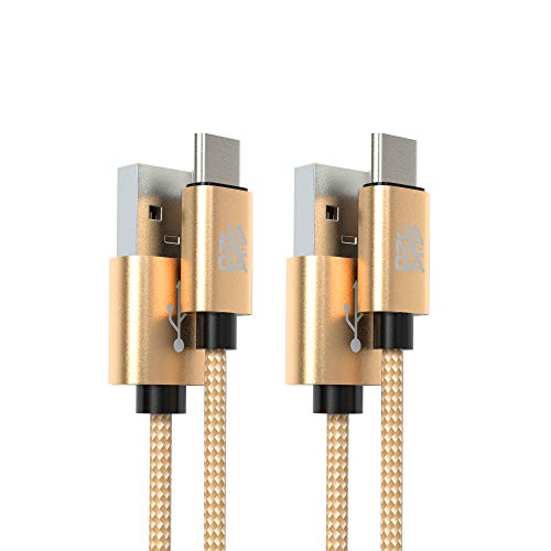 JAMEGA – USB Typ C Kabel Gold [2 Stück 3m] | 3A Nylon geflochten USB C Ladekabel und Datenkabel Fast Charge Snyc schnellladekabel kompatibel mit Samsung Galaxy S10/S9, Huawei P30/P20 von JAMEGA