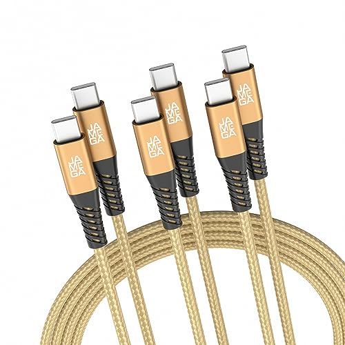 JAMEGA - USB Typ C Kabel Gold 2m 3er Set | USB C Lade & Datenkabel Fast Charge Snyc USB C Stecker auf USB C Stecker kompatibel mit iPhone 15 Pro Max iPad Pro Air Samsung Macbook Tablets Huawei uvm. JAMEGA - USB Typ C Kabel Gold 2m 3er Set | USB C Lade & Datenkabel Fast Charge Snyc USB C Stecker auf USB C Stecker kompatibel mit iPhone 15 Pro Max iPad Pro Air Samsung Macbook Tablets Huawei uvm. von JAMEGA