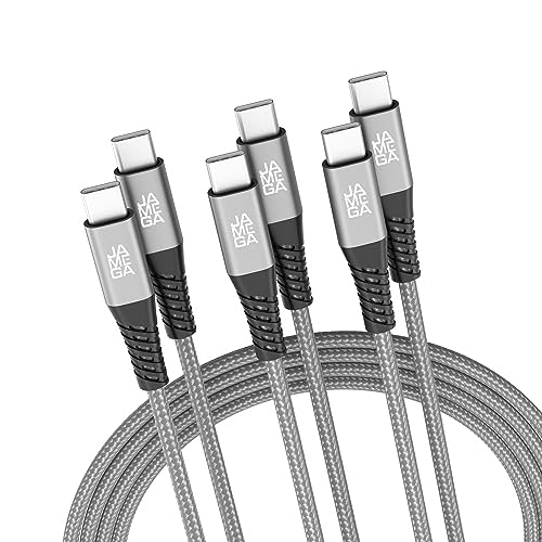 JAMEGA - USB Typ C Kabel Grau 2m 3er Set | Lade & Datenkabel Fast Charge Sync USB C Stecker Kompatibel Mit iPhone 15 Pro Max iPad Pro Air Samsung Macbook Tablets Huawei uvm. von JAMEGA