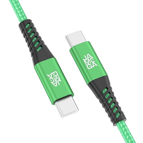 JAMEGA - USB Typ C Kabel Grün 0,5m | USB C Ladekabel und Datenkabel Fast Charge Snyc USB C Stecker auf USB C Stecker kompatibel mit iPhone 15 Pro Max iPad Pro Air Samsung Macbook Tablets Huawei uvm. von JAMEGA