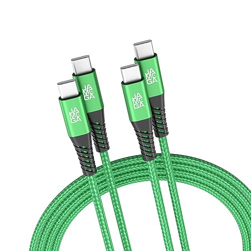 JAMEGA - USB Typ C Kabel Grün 2m 2er Set | USB C Lade & Datenkabel Fast Charge Snyc USB C Stecker auf USB C Stecker kompatibel mit iPhone 15 Pro Max iPad Pro Air Samsung Macbook Tablets Huawei uvm. von JAMEGA