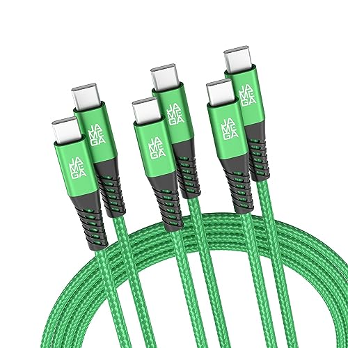 JAMEGA - USB Typ C Kabel Grün 2m 3er Set | Lade & Datenkabel Fast Charge Sync USB C Stecker Kompatibel Mit iPhone 15 Pro Max iPad Pro Air Samsung Macbook Tablets Huawei uvm. von JAMEGA