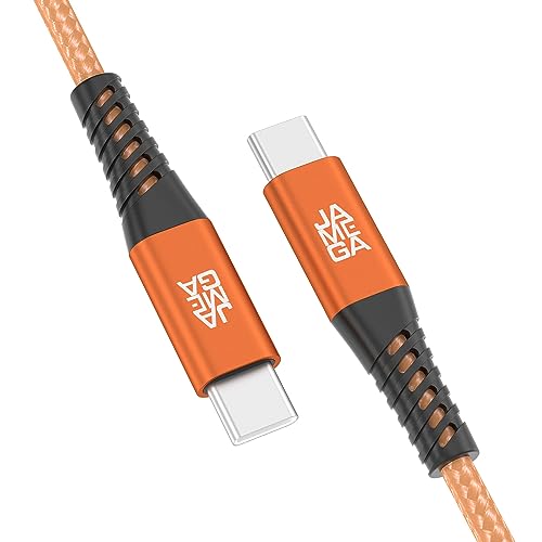 JAMEGA - USB Typ C Kabel Orange 1m | USB C Ladekabel und Datenkabel Fast Charge Snyc USB C Stecker auf USB C Stecker kompatibel mit iPhone 15 Pro Max iPad Pro Air Samsung Macbook Tablets Huawei uvm. von JAMEGA