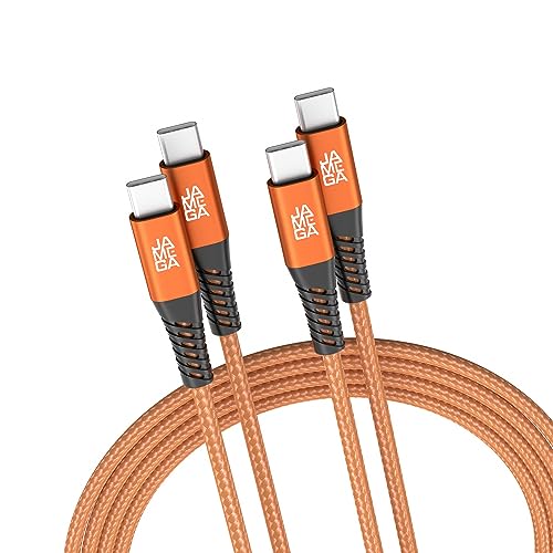 JAMEGA - USB Typ C Kabel Orange 2m 2er Set | USB C Lade & Datenkabel Fast Charge Snyc USB C Stecker auf USB C Stecker kompatibel mit iPhone 15 Pro Max iPad Pro Air Samsung Macbook Tablets Huawei uvm. von JAMEGA