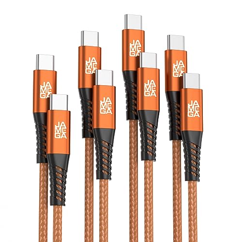 JAMEGA - USB Typ C Kabel Orange [4 Pack 0,5M 1M 2M 3M]| USB C Lade & Datenkabel Fast Charge Snyc USB C Stecker/Stecker kompatibel mit iPhone 15 Pro Max iPad Pro Air Samsung Macbook Tablets Huawei uvm. von JAMEGA
