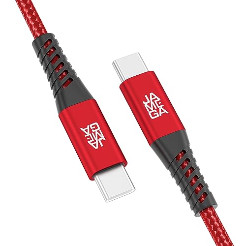 JAMEGA - USB Typ C Kabel Rot 3m | USB C Ladekabel und Datenkabel Fast Charge Snyc USB C Stecker auf USB C Stecker kompatibel mit iPhone 15 Pro Max iPad Pro Air Samsung Macbook Tablets Huawei uvm. von JAMEGA