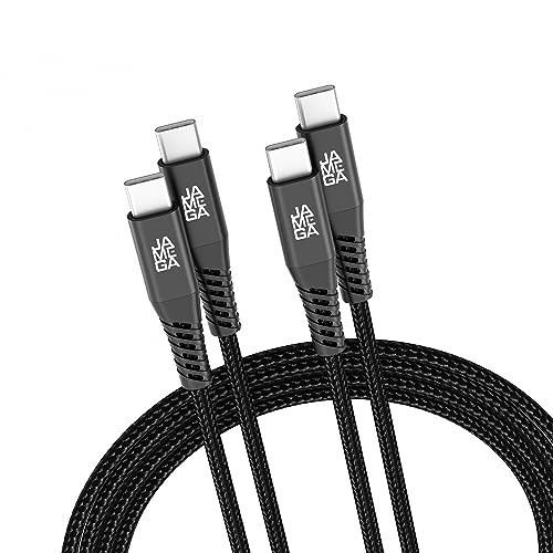 JAMEGA - USB Typ C Kabel Schwarz 2m 2er Set | USB C Lade & Datenkabel Fast Charge Snyc USB C Stecker auf USB C Stecker kompatibel mit iPhone 15 Pro Max iPad Pro Air Samsung Macbook Tablets Huawei uvm. von JAMEGA